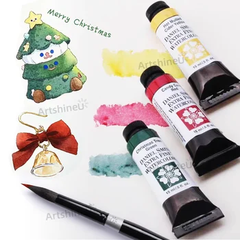 Акварель Дэниела Смита и Пола Рубенса Merry Christmas, 3 цвета, подходящие для студентов-художников, принадлежности для рисования