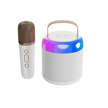 Микрофон, динамик Bluetooth, портативное наружное аудио для дома с национальным пением, KTV (белый)