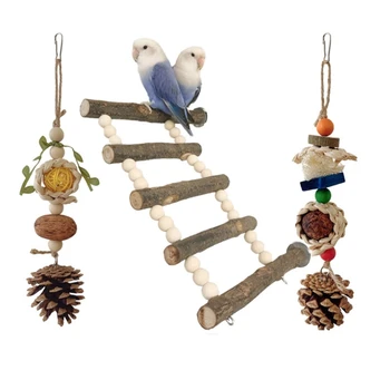 Набор игрушек для гимнастики с птичьими качелями, попугаями-окунями для птиц небольшого размера для украшения клетки