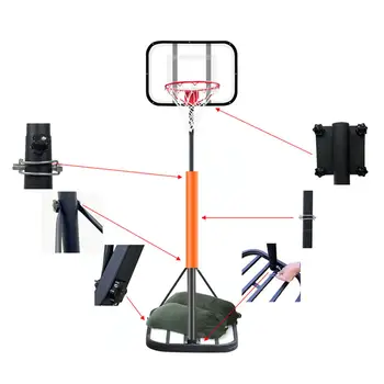 Регулируемая переносная подставка для баскетбольного кольца Регулируется от 1,9 м до 2,7 м. Система защитных щитов Баскетбольные ворота для игры на заднем дворе снаружи
