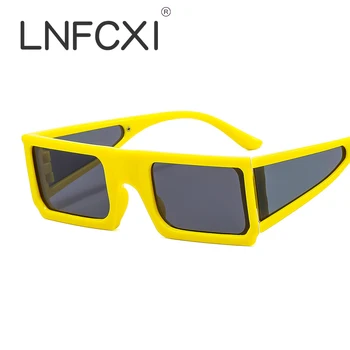 LNFCXI Ретро Квадратные солнцезащитные очки Женские Желтые Маленькие винтажные солнцезащитные очки для женщин Мужские Роскошные брендовые Зеленые Черные очки UV400