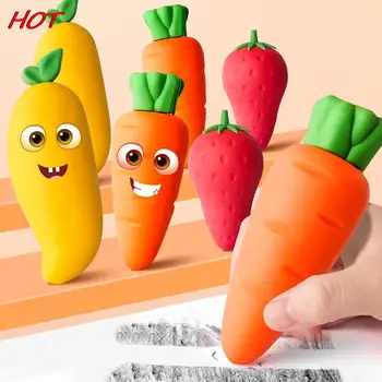 Креативный ластик с фруктами Биг Мак и морковью, уникальные и милые канцелярские принадлежности, школьные канцелярские принадлежности, детский Студенческий ластик для карандашей, Призовой подарок