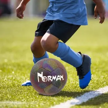 Ночной футбольный мяч Размером 4/5 Светоотражающий футбольный мяч из материала яркого свечения для студенческой подростковой команды на открытом воздухе