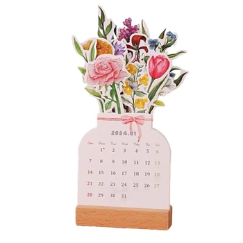 Стильный Цветочный Календарь на 2024 год Настольный Календарь Украсит Ваш дом или офис G5AB