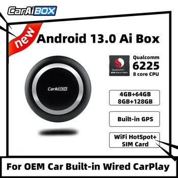 CarAiBOX Android 13.0 Qualcomm 6225 CarPlay Ai Box с 8-Ядерным ПРОЦЕССОРОМ Беспроводной CarPlay Android Auto Для Toyota Volvo VW Kia Benz MG