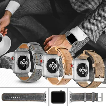 Ретро Ремешок из натуральной кожи для Apple Watch 42 мм 38 мм 40 мм 44 мм Ремешок для наручных часов Iwatch Серии 5 4 3 2 1 Петля для браслета