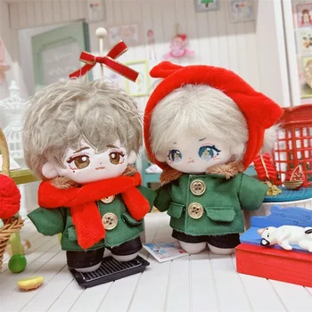 Зимняя зеленая одежда, теплое пальто, красный шарф, кукольная одежда для 10-сантиметровых кукол Idol, аксессуары, наряд для корейских кукол Kpop EXO