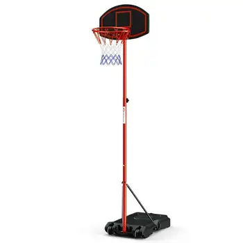 Портативная система баскетбольных колец Gymax с 2 колесиками, заполняемой базой и регулируемой подставкой