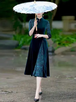 Yourqipao 2023 Подиум Китайский Традиционный Чонсам Лонг Ао Дай Вьетнам Вечернее Платье Для Матери Вечерние Платья Для Гостей на Свадьбу