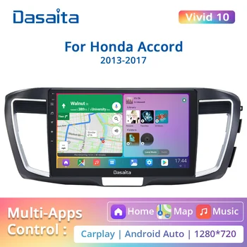 Автомобильное радио Dasaita Vivid для Honda Accord 2013 2014 2015 2016 2017 9-го поколения Apple Carplay Android 10,2 