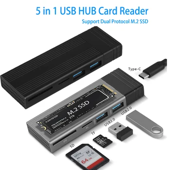 M2 NVME NGFF SSD Enlcosure Case 10 Гбит/с USB C КОНЦЕНТРАТОР Type C 3,1 для SD TF USB2.0 Разветвитель Док-станция USB-КОНЦЕНТРАТОР для настольного адаптера ноутбука