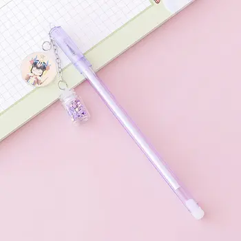 Милая розовая ручка с подвеской в виде бутылочной звезды с блестками, нейтральный карандаш, мультяшные школьные гелевые ручки, канцелярские принадлежности для студентов