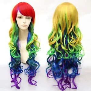 Женский многоцветный парик, женские длинные вьющиеся волнистые волосы, парик для вечеринки, полная шапочка для париков