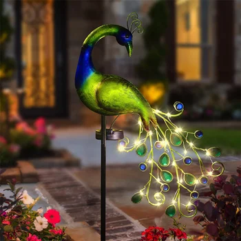Светодиодный светильник для лужайки на солнечной энергии Peacock Водонепроницаемый светильник для декора волшебного сада во дворе павильона, Садовые фонари для лужайки J1E6