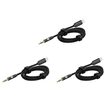 3X Автомобильный AUX-кабель Для Iphone Аудиокабель Aux-Кабель До 3,5 мм Премиум-аудио Для автомобильных Стереосистем Iphone 13 Pro-8 Plus