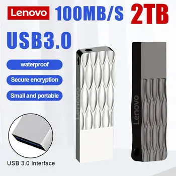Lenovo Pen Drive 2 ТБ USB Флэш-Накопители 128 ГБ Высокоскоростной USB-Памяти Водонепроницаемый Флэш-Диск U Stick Для Ноутбуков, Компьютеров, Планшетов
