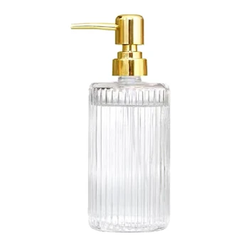 Бутылка для лосьона прессованного типа, головка насоса в полоску, золотая бутылка для жидкого мыла прессованного типа, бутылка для хранения в ванной