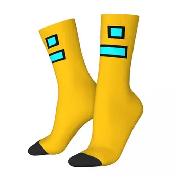 Компрессионные носки Funny Happy для мужчин Yellow Geometry Винтажная игра Harajuku Geometry Dash Хип-хоп Новинка Повседневная команда Crazy Sock