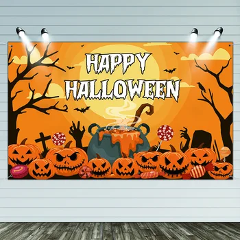 Фон баннера для вечеринки в честь Хэллоуина, Украшение стены, Дверной куплет, Атмосфера праздника, Декоративные баннеры, ткань для фона на Хэллоуин