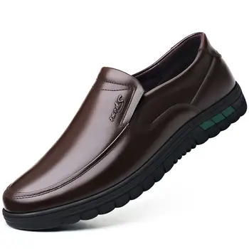Мужская повседневная обувь из натуральной кожи, обувь для ходьбы на плоской платформе, Уличная обувь, Лоферы, обувь