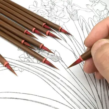 3шт китайская живопись тонкая кисть для рисования крючком Новая студенческая красная ручка для рисования крючком ручной работы Мягкая кисть для рисования волосами