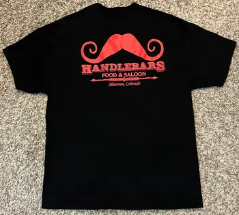 Мужская черная футболка Handlebars Food & Saloon Silverton Colorado, Размер XL