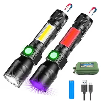 USB перезаряжаемый ультрафиолетовый фонарик с сильным освещением, кемпинговый фонарь, пятна от мочи домашних животных, светодиодная ультрафиолетовая лампа-факел с магнитом