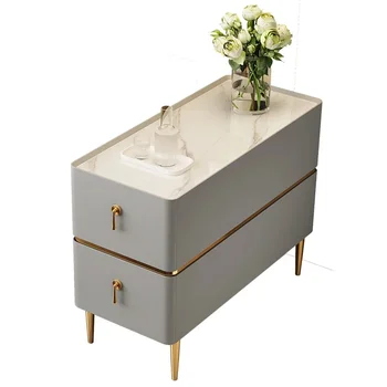 Боковой шкаф в итальянском стиле, простая и модная гостиная, маленький узкий приставной столик из массива дерева, легкий роскошный угловой шкаф