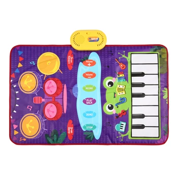Музыкальный коврик для клавиатуры пианино и барабана с 2 палочками, музыкальный игровой коврик с регулируемой громкостью, детские обучающие игрушки