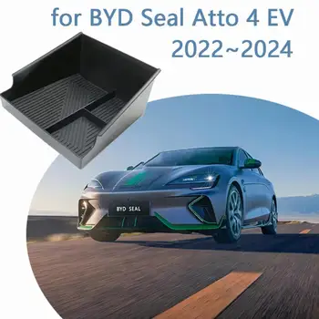 Автомобильный Органайзер Коробка для BYD Seal Atto 4 EV 2022 ~ 2024 2023 Держатель Упаковка Для Мелочей Центральный Подлокотник Управление Лоток Для Хранения Аксессуаров