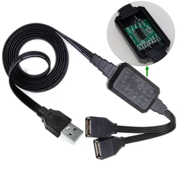 60-сантиметровый кабельный распределитель и USB 2.0, преобразователь адаптера питания для ПК, автомобильный двойной кабель для зарядки передачи данных, 1 мужской и 2 женских