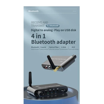 Bluetooth 5.1 Приемник Передатчик Аудиоадаптер U Disk Play Coxial/Optical До 3,5 ММ Aux RL Преобразователь DAC Пульт дистанционного управления