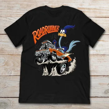 Забавная футболка с героями мультфильмов Wile E Coyote и the Road Runner, Черная мужская EG297
