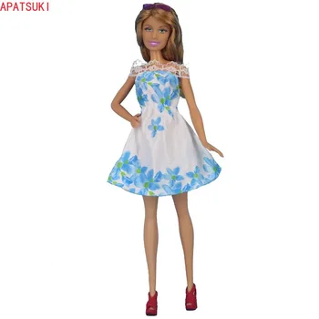 Синие юбки с принтом для куклы Барби Модная одежда Кружевное платье без рукавов для куклы Барби 1/6 Аксессуары для кукольного домика Детские игрушки своими руками