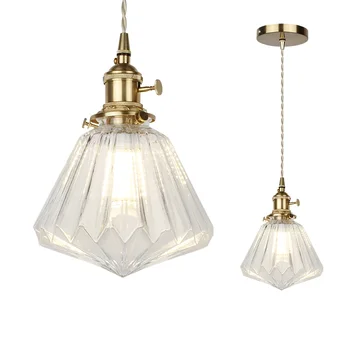 Современный стеклянный подвесной светильник Скандинавские Люстры Медная лампа из латуни Креативный минималистичный прозрачный абажур для освещения ресторана