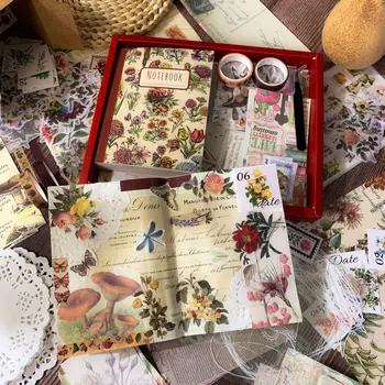 Наклейки для ручной бухгалтерской книги 265 штук эстетическая подарочная коробка набор цветочных растений DIY альбом для вырезок Ретро ручная бухгалтерская книга материал