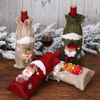 Рождественские Пакеты для бутылок Вина, для Подарочных Бутылок Вина Оптом, Подарочные пакеты для Бутылок Винтажного Вина, для декора Рождественской вечеринки