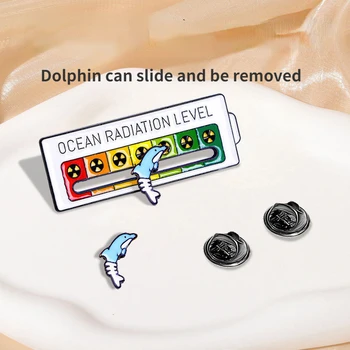 Эмалевая булавка с уровнем радиации в океане Значок дельфина, преобразующий настроение, булавки для лацканов, Брошь в защиту окружающей среды для ювелирных аксессуаров