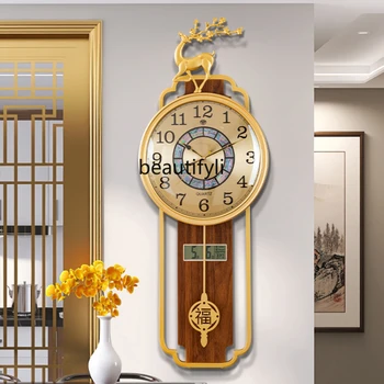 Новые настенные часы в китайском стиле, украшение для гостиной, Немая Атмосфера, Модные настенные Часы