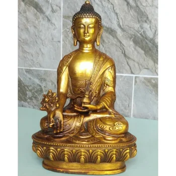 Бронзовая Статуя Будды Медицины Благоприятная Медитация Бога-Дракона Бхайшаджья