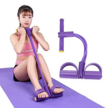 Многофункциональная натяжная веревка для занятий йогой, эластичная лента для упражнений по бодибилдингу, 4 резиновых трубки, оборудование для фитнеса
