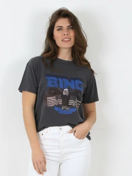 Футболки с изображением орла, женская летняя одежда 2024, Винтажная футболка из хлопка с коротким рукавом, выстиранная футболка, женские модные футболки, топы