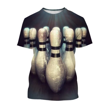 Новые футболки для боулинга с 3D принтом Уличная одежда Мужчины Женщины Спортивная Повседневная мода Негабаритные футболки с коротким рукавом Детские футболки, топы, одежда
