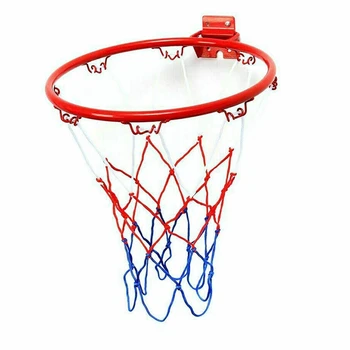 2шт Баскетбольное кольцо с сеткой длиной 32 см, настенный металлический ободок, подвесная корзина для баскетбольных мячей, настенный обод с винтами Внутри и снаружи помещения