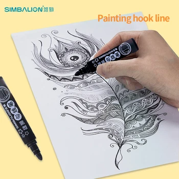 SIMBALION Art Hook Line Акварельная ручка Безвкусная Живопись Hook Line Ручка Для рисования граффити Цветная Жирная Маркировочная ручка 5 Цветов По желанию