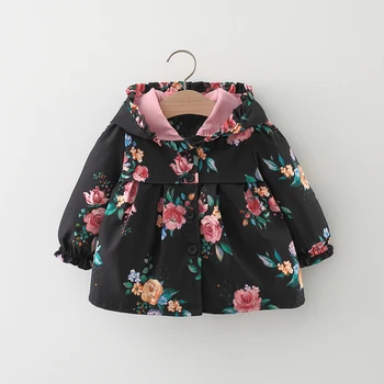 Весенне-осенний розовый топ с капюшоном для девочек, Корейская свободная хлопковая куртка для маленьких и средних детей