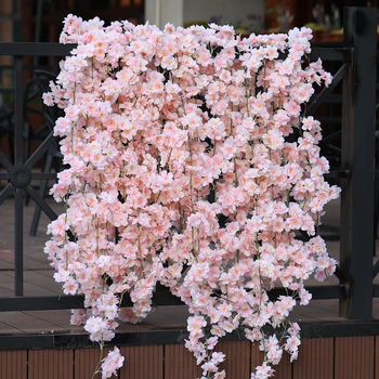 PARTY JOY 144 Головки 1,8 м искусственных вишневых лоз, искусственные шелковые цветы, подвесная гирлянда для чаепития, Свадебная арка, домашний декор