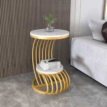 Роскошный столик в скандинавском стиле, диван для гостиной, журнальный столик, Небольшая Круглая плита из кованого железа, Креативная Современная мебель для гостиной